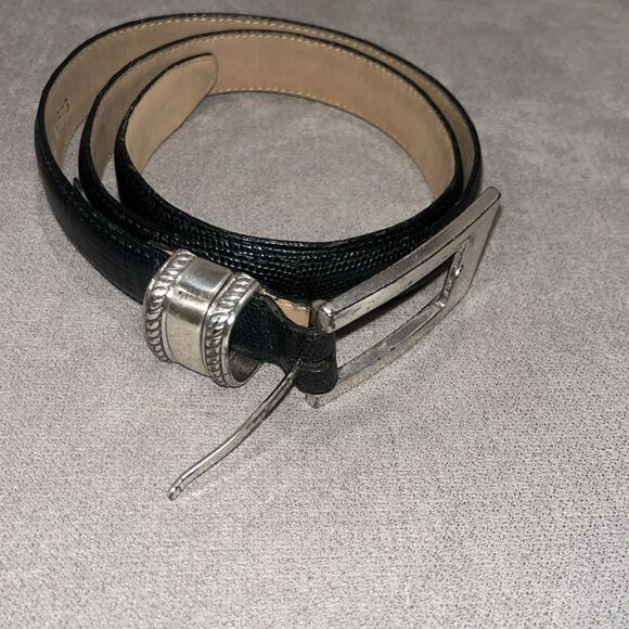 Vintage Brighton black leather belt size 32 M/L - Picture 2 of 5